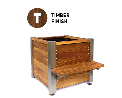 Wharf Timber Finish Square Planter with Seat
