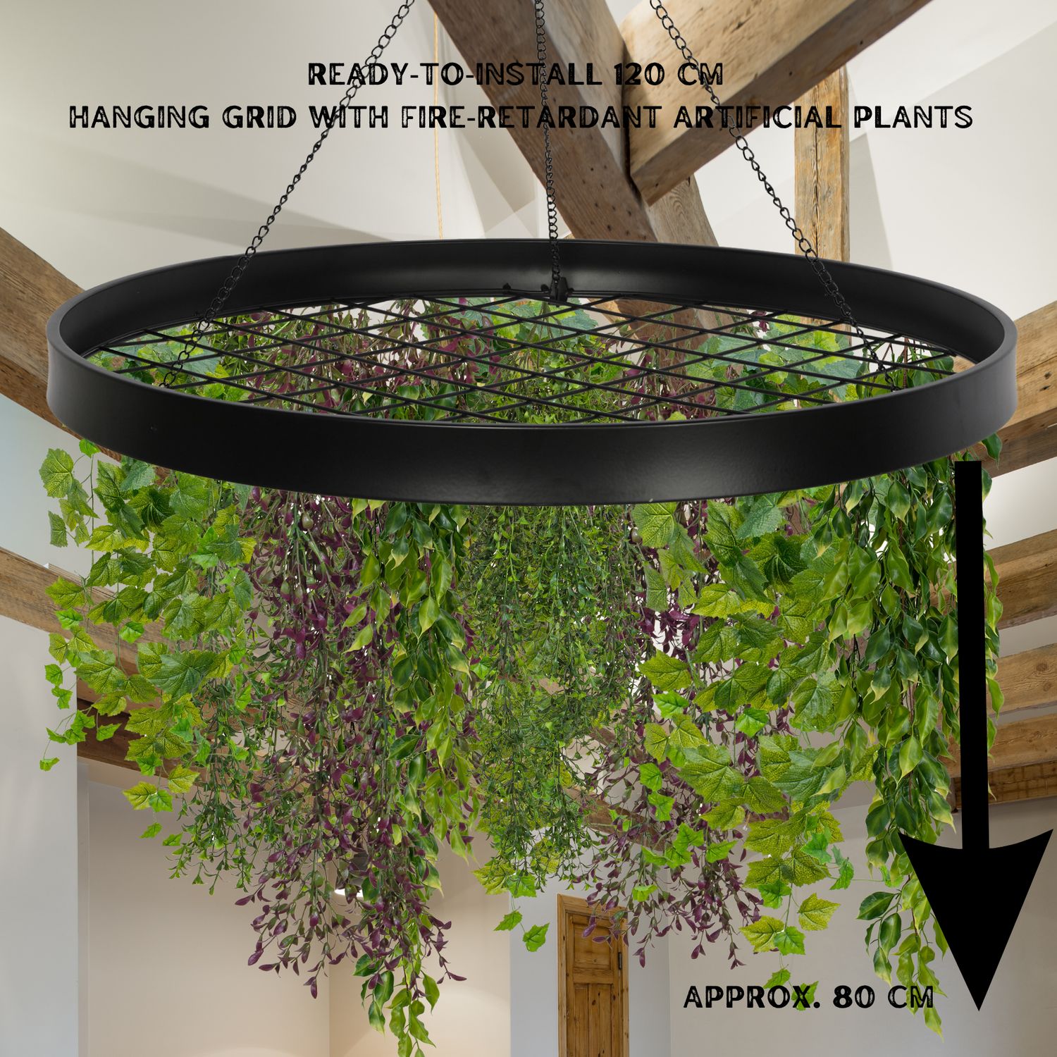 Large Fire‑Retardant Artificial Hanging Plant Grid Large Fire‑Retardant Artificial Hanging Plant Grid