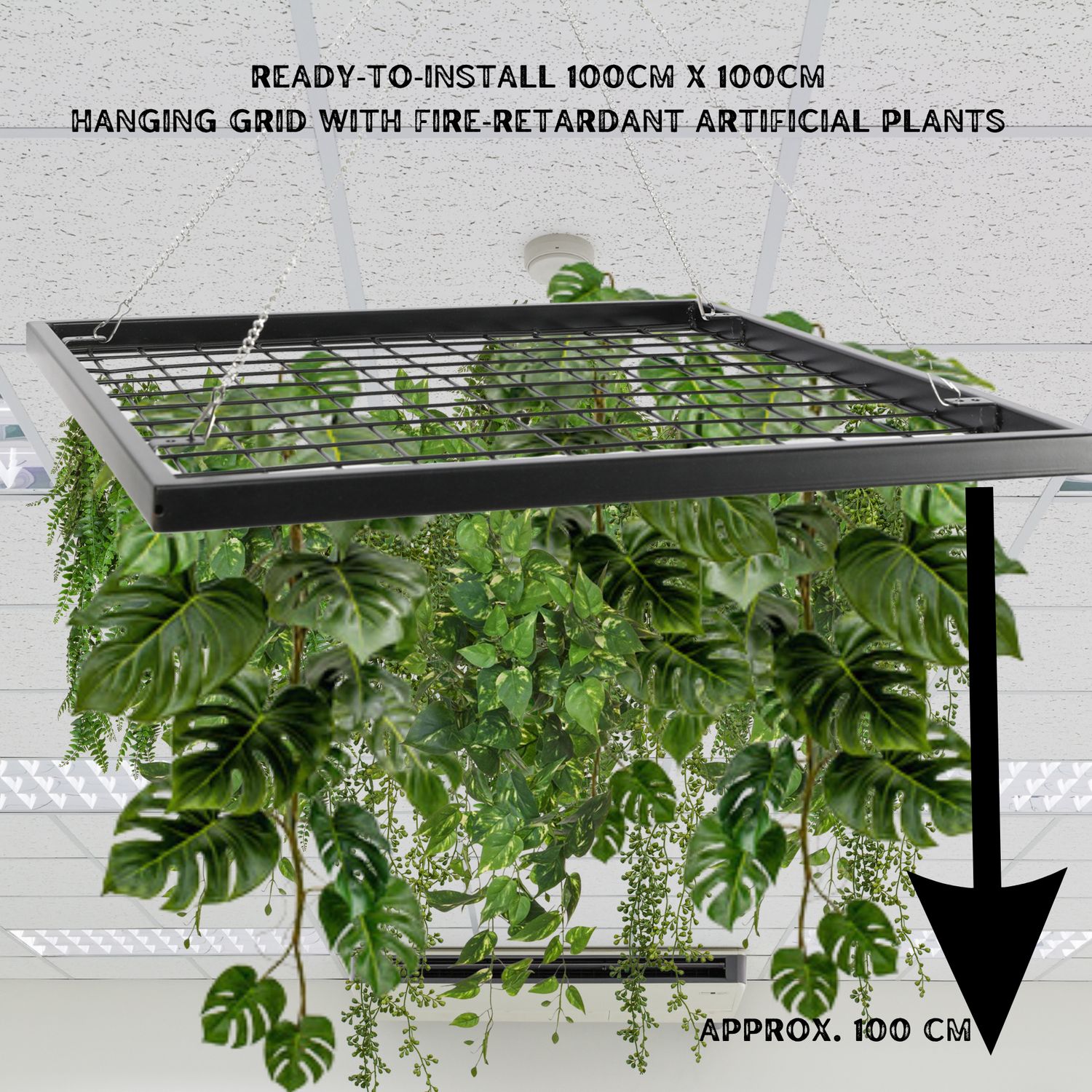 100cm  Fire‑Retardant Plants Hanging Ceiling Display