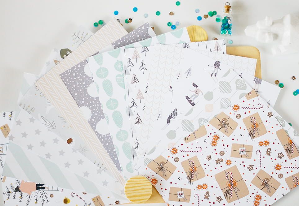 Winter Fun -zestaw 18 papierów 15x20cm / set of 18 scrapbook papers 15x20 cm