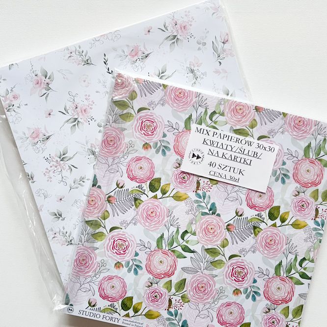 MIX PAPIERÓW 30x30 - ZESTAW TEMATYCZNY KWIATY/ ŚLUB/ NA KARTKI