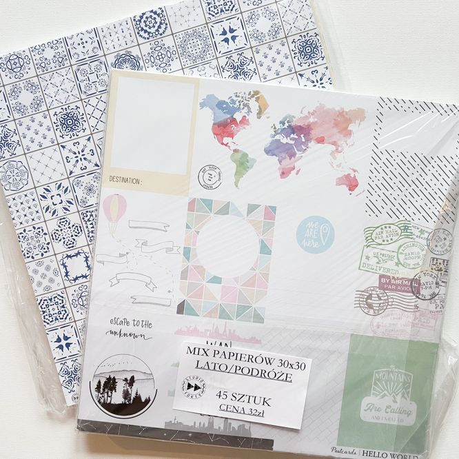 MIX PAPIERÓW 30x30 - ZESTAW TEMATYCZNY LATO/ PODRÓŻE