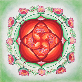 Lysel Mandala &#39;Het Leven gedragen diep in Moederschoot&#39; 50x50