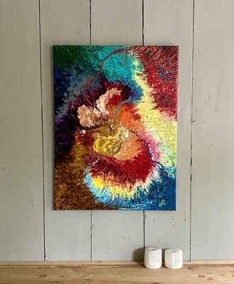 Lysel Acryl Art 'Bloemenkracht / FlowerPower' 80x60