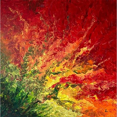 Lysel Acryl Art 'Vuurlelie' / 'Fire Lily' 100x100