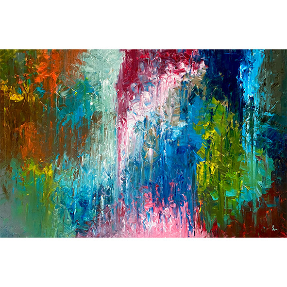 Lysel Acryl Art 'Kleurenregen' / 'Raining Colors' 150x100