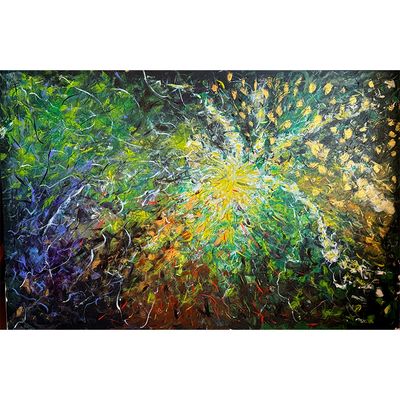 Lysel Acryl/Oil - Exploding in the Dark 150x100