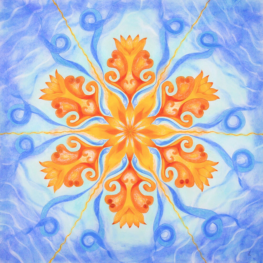 Lysel Mandala 'Dansend op de golven van het Leven' (ook verkrijgbaar als afdruk op dibond)