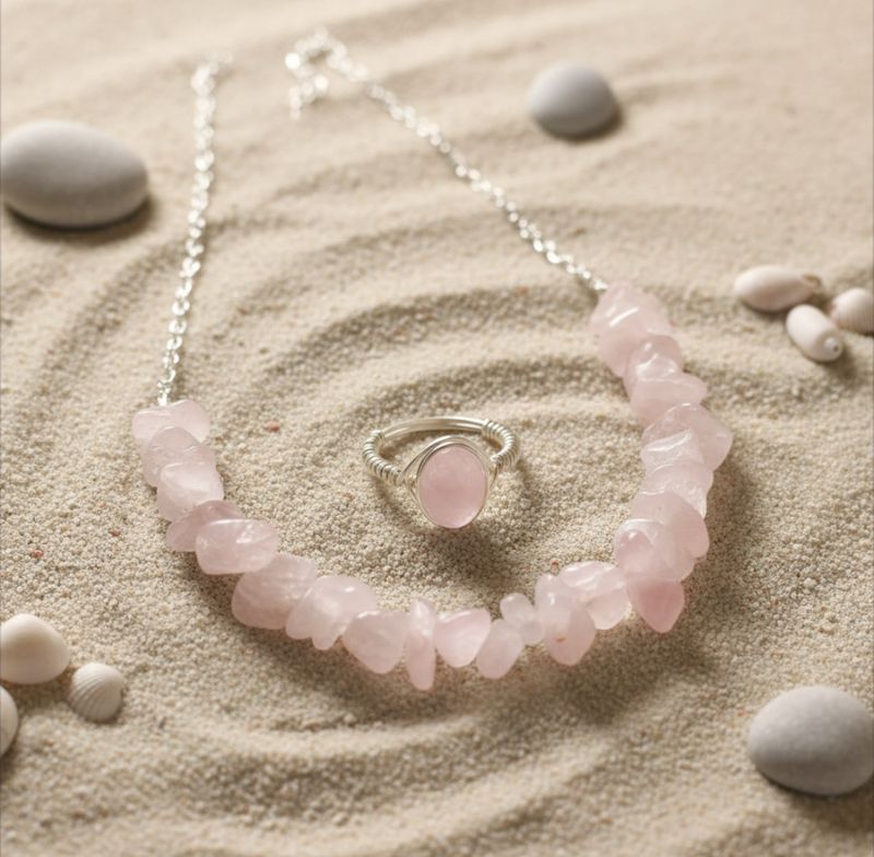 Rosenkvarts Halskjede