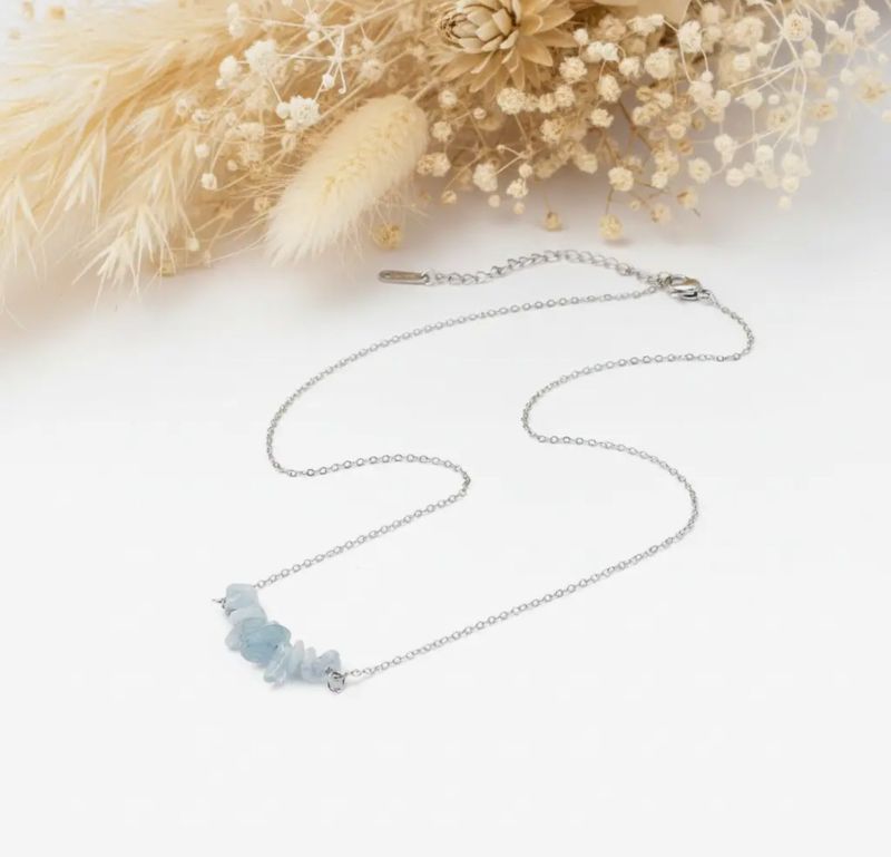 Aquamarine Chips Sølv Anheng