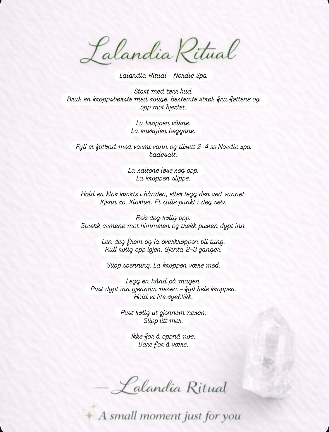 Nordic Spa Kvarts Ritual A5