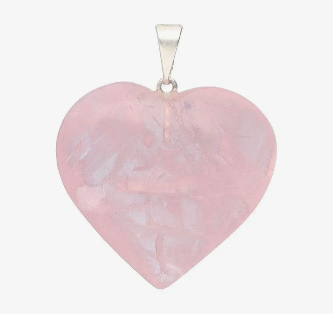 Rosenkvarts hjerte – anheng med lærkjede