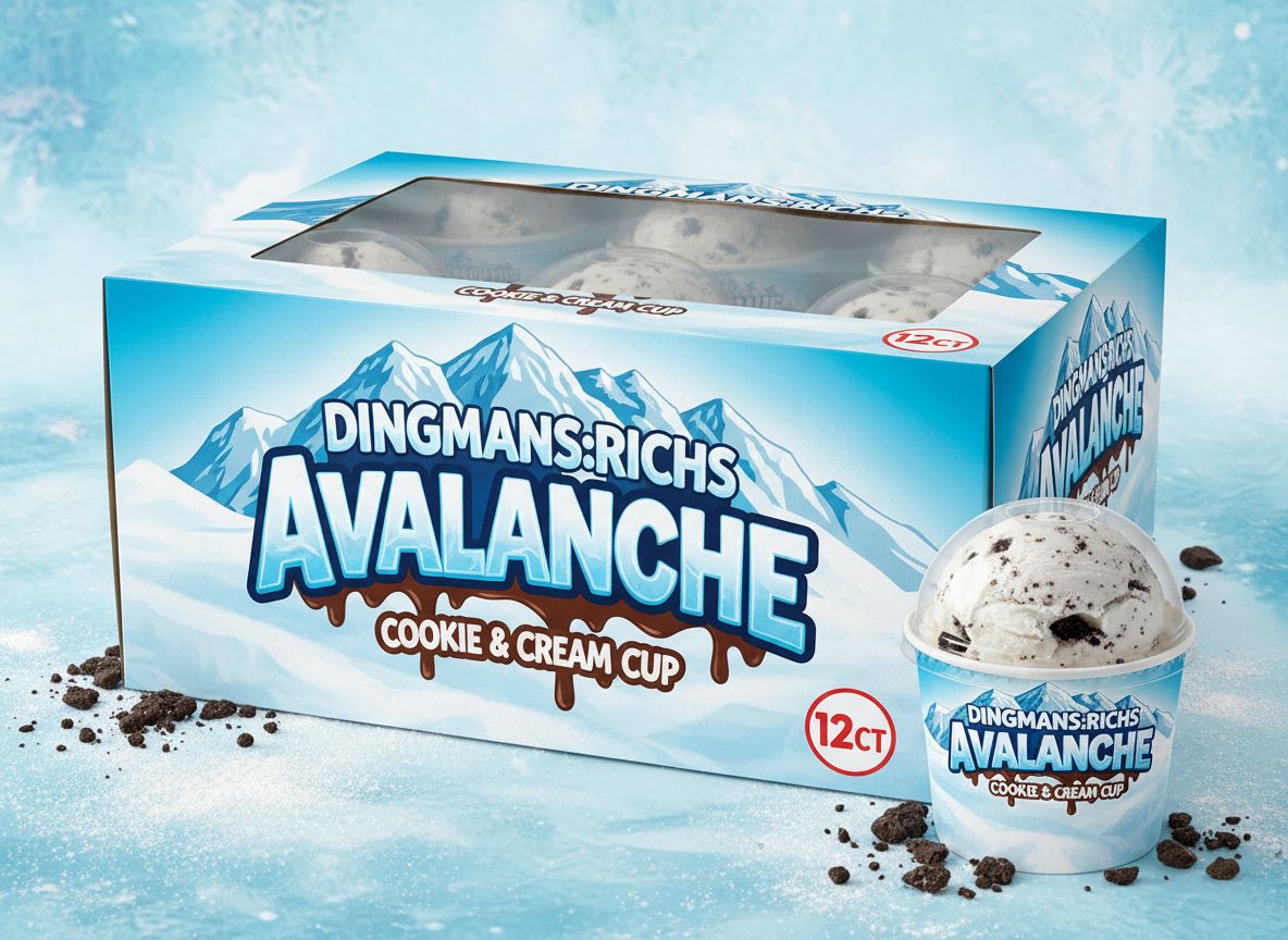 DINGMANS:RICHS AVALANCHE COOKIE & CREAM CUP 12CT