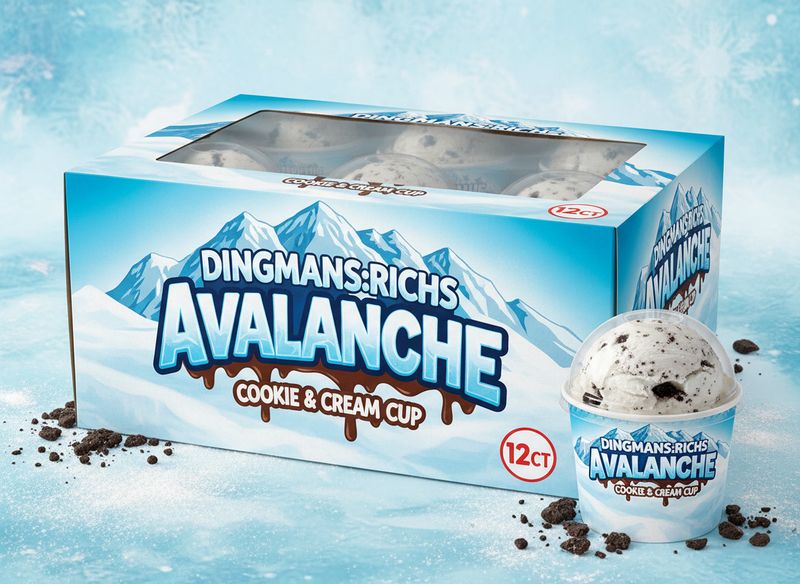DINGMANS:RICHS AVALANCHE COOKIE & CREAM CUP 12CT