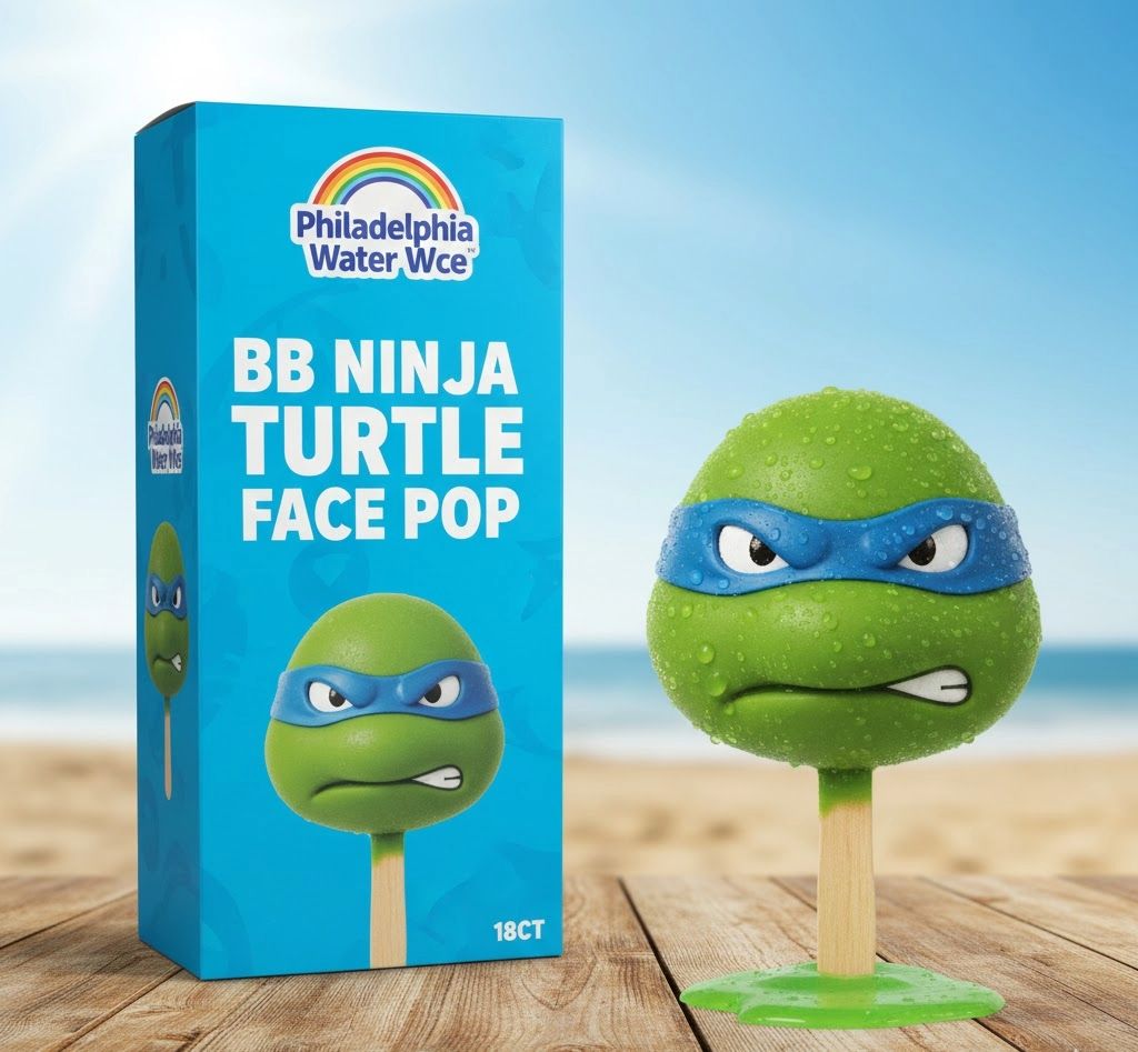 PHILADELPHIA WATER ICE:BB NINJA TURTLE FACE POP 18CT