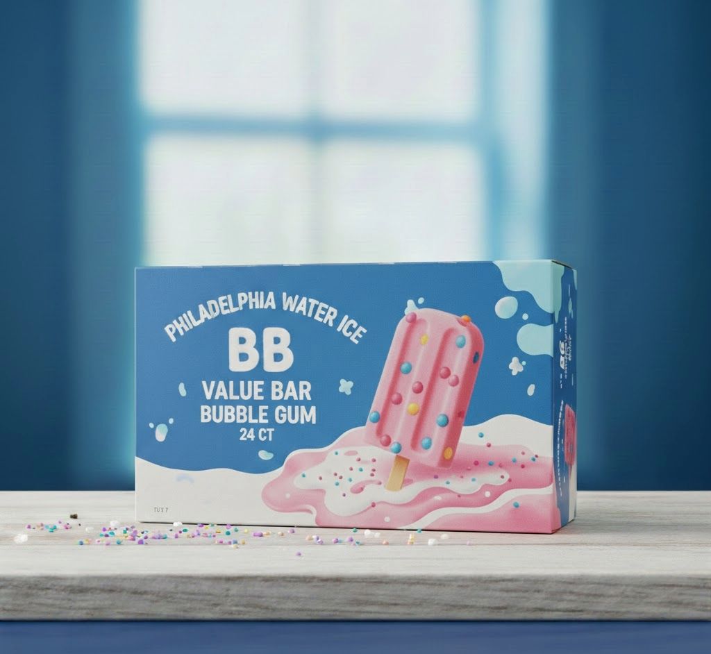 PHILADELPHIA WATER ICE:BB VALUE BAR BUBBLE GUM 24CT