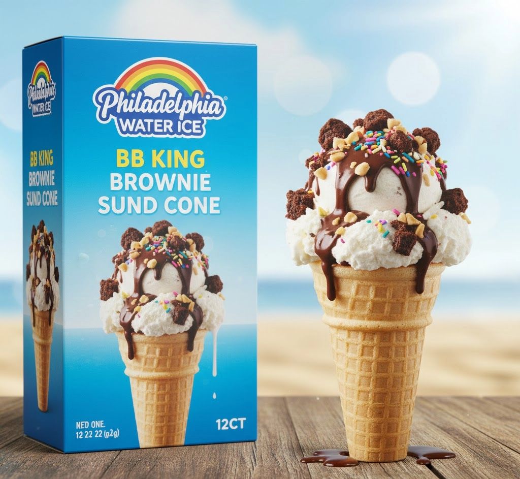 PHILADELPHIA WATER ICE:BB KING BROWNIE SUND CONE 12CT