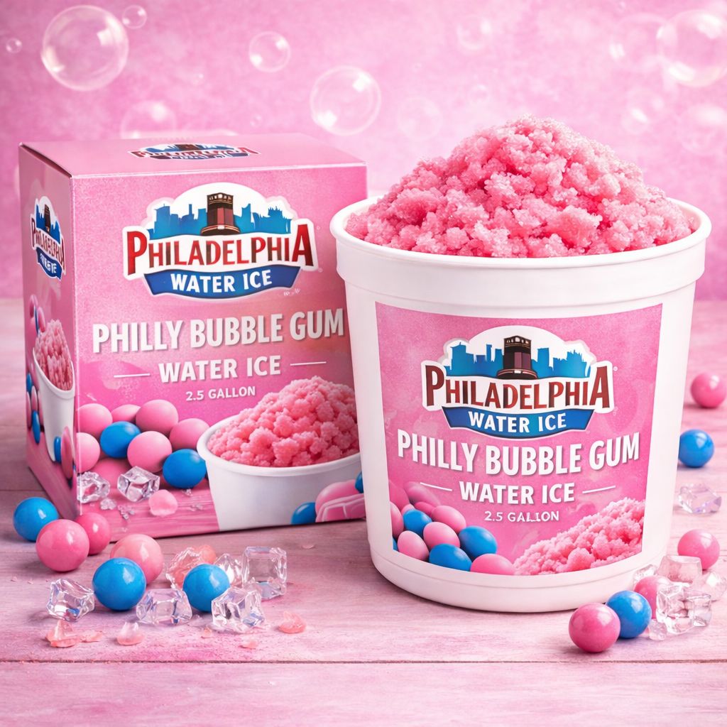 PHILADELPHIA WATER ICE:PHILY BUBBLE GUM WATER ICE 2.5/GAL
