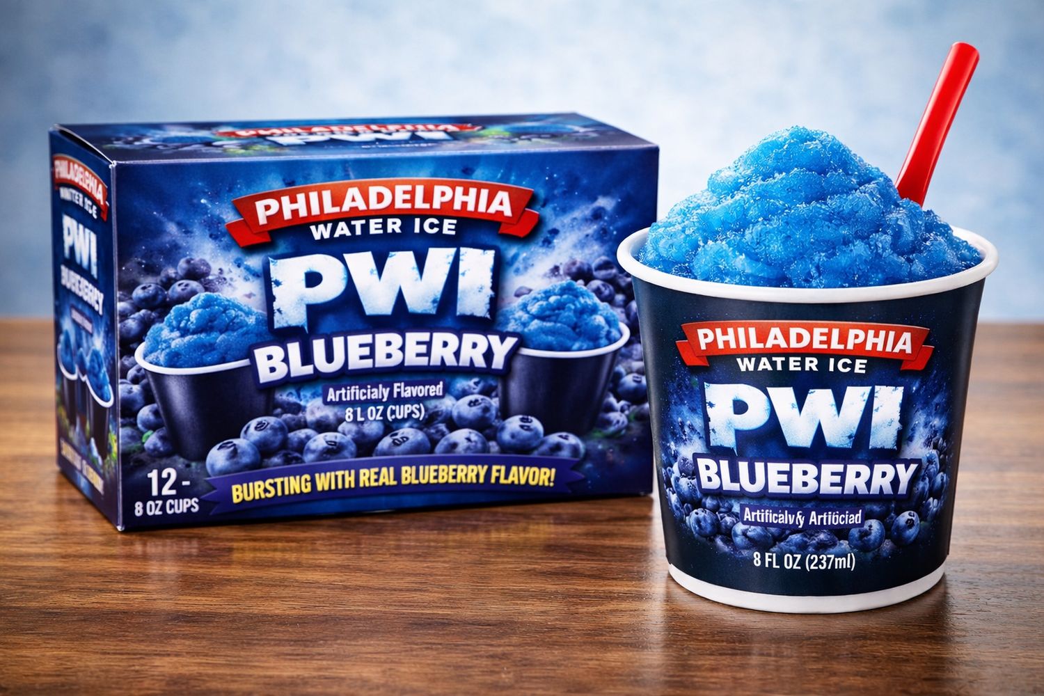 PHILADELPHIA WATER ICE:PWI 8OZ BLUEBERRY 12CT