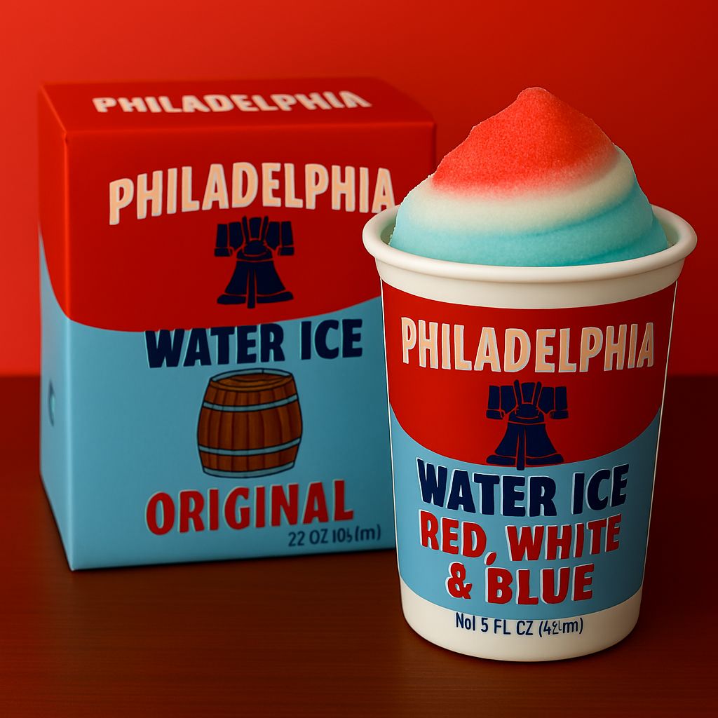 PHILADELPHIA WATER ICE:PWI 8OZ RED, WHITE & BLUE 12CT