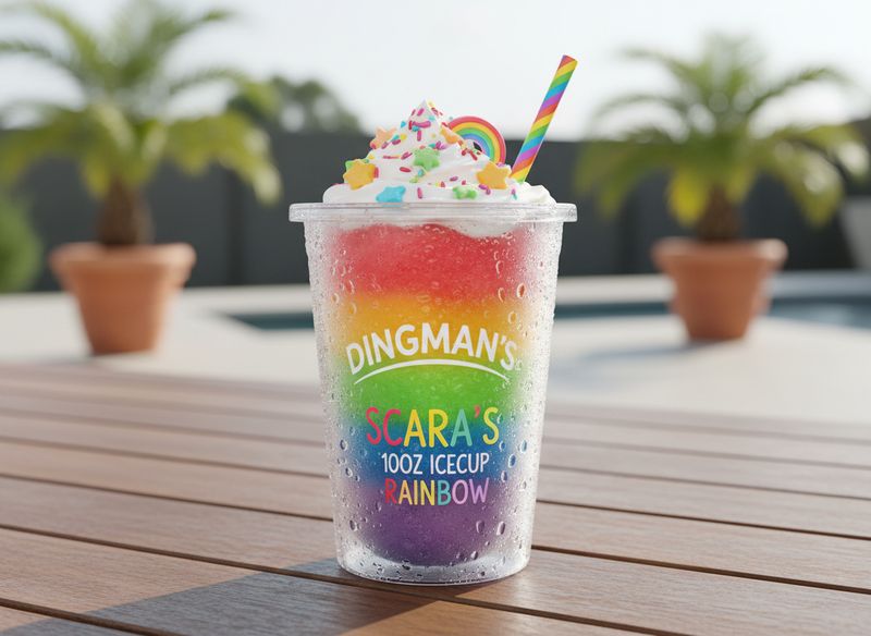 DINGMANS:SCARA�S 10OZ ICECUP RAINBOW