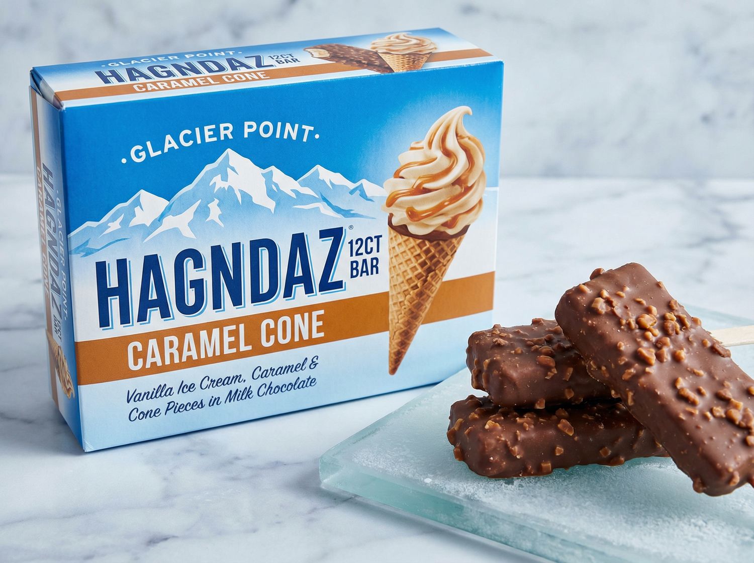 GLACIER POINT:HAGNDAZ 12CT BAR CARAMEL CONE