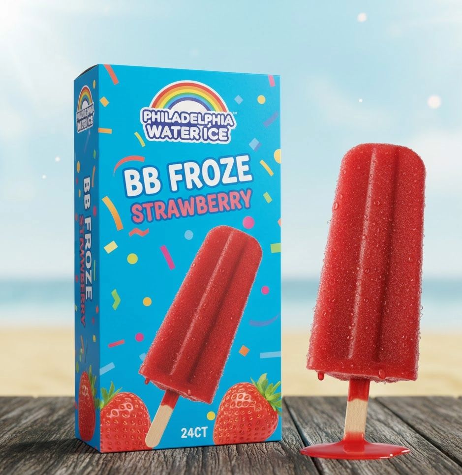 PHILADELPHIA WATER ICE:BB FROZE FRUIT STRAWBERRY 24CT