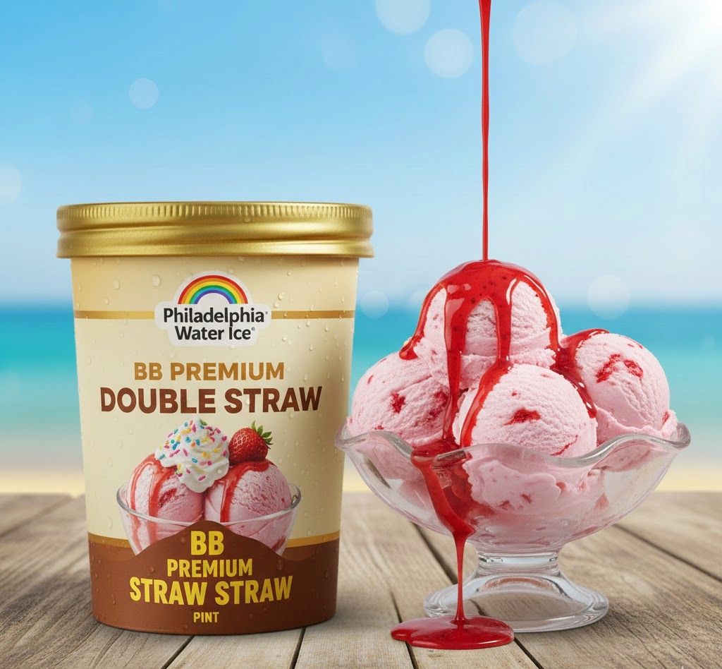 PHILADELPHIA WATER ICE:BB PREMIUM DOUBLE STRAW PINT