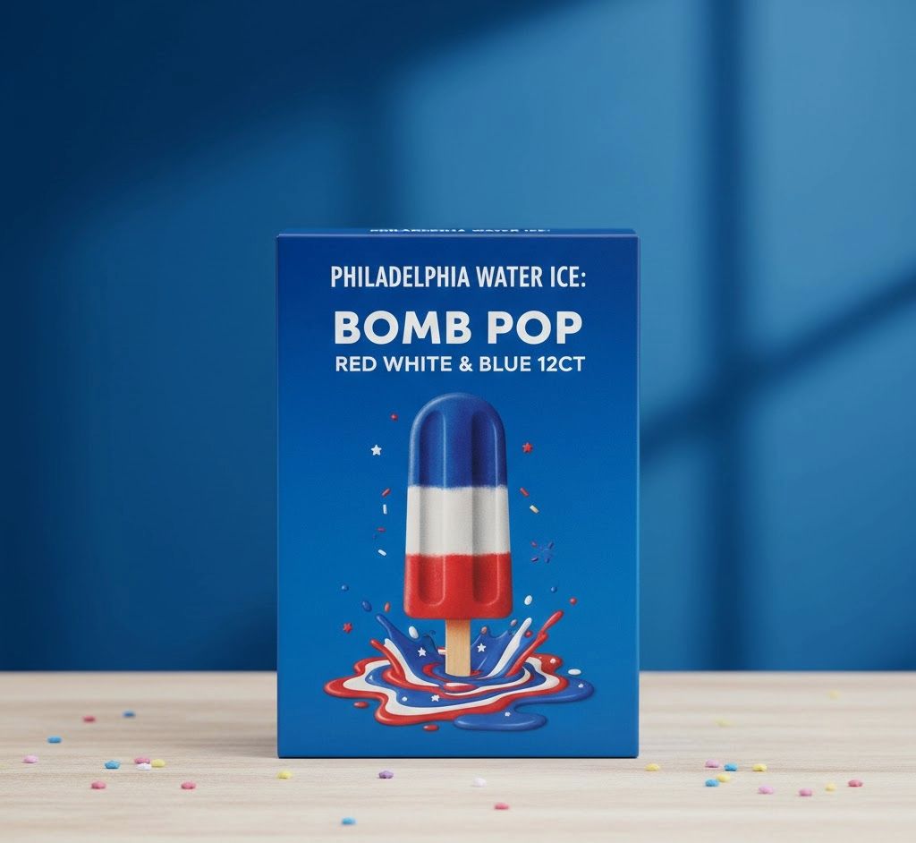 PHILADELPHIA WATER ICE:BOMB POP RED WHITE & BLUE 12CT