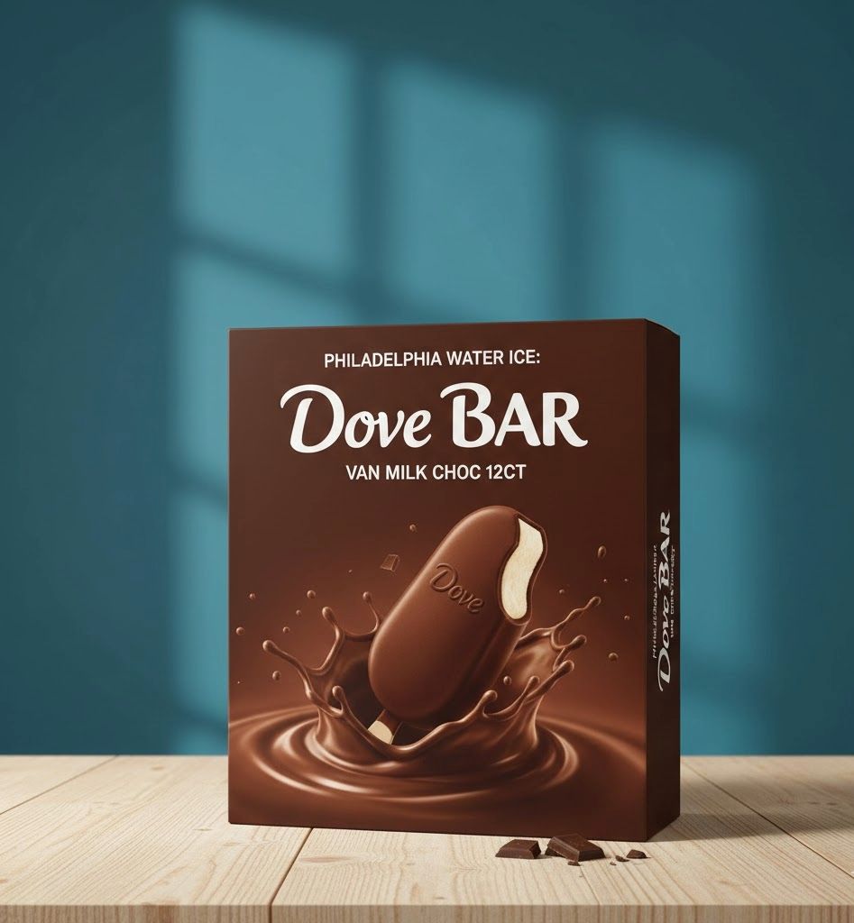 PHILADELPHIA WATER ICE:DOVE BAR VAN MILK CHOC 12CT