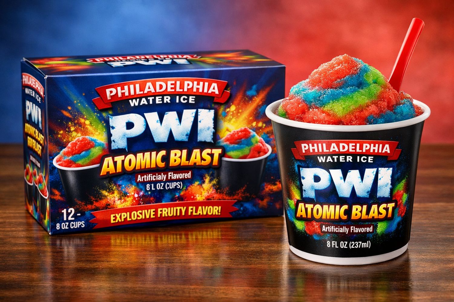 PHILADELPHIA WATER ICE:PWI 8OZ ATOMIC BLAST 12CT