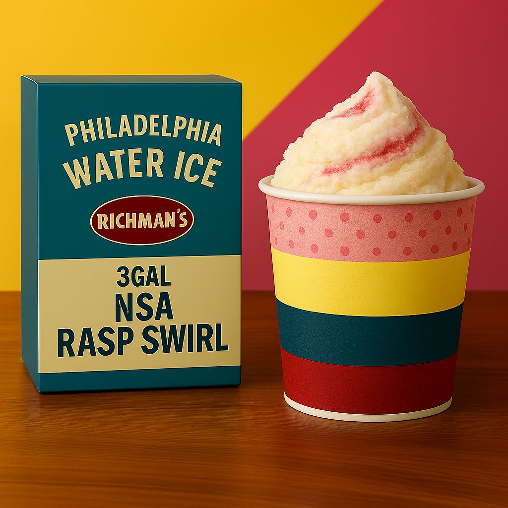 PHILADELPHIA WATER ICE:RICHMAN'S 3GAL NSA RASP SWIRL