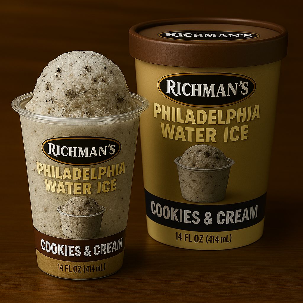 PHILADELPHIA WATER ICE:RICHMAN'S 14OZ COOKIES & CREAM