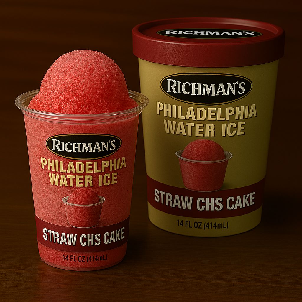 PHILADELPHIA WATER ICE:RICHMAN'S 14OZ STRAW CHS CAKE