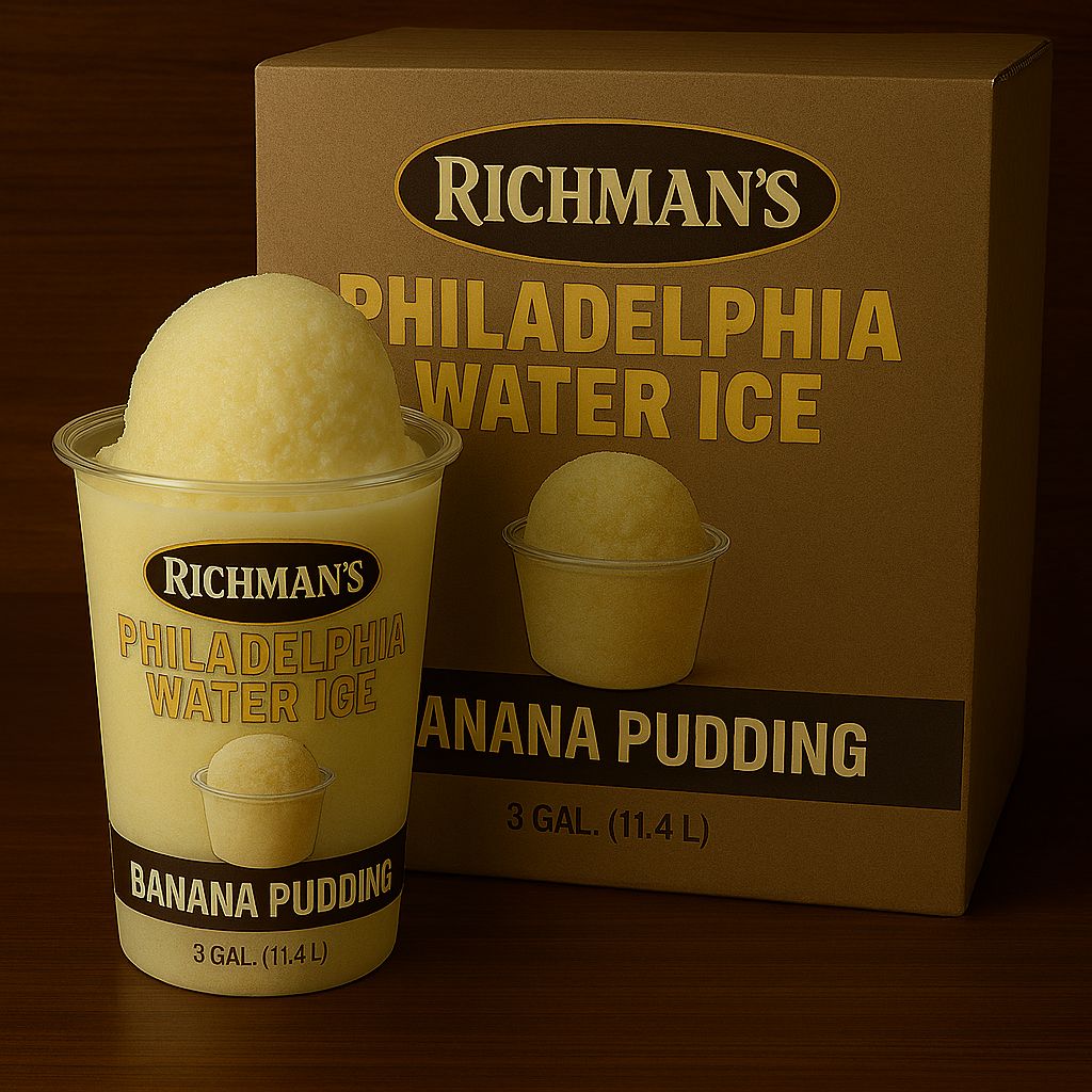 PHILADELPHIA WATER ICE:RICHMAN'S 3GAL BANANA PUDDING PHILADELPHIA WATER ICE:RICHMAN'S 3GAL BANANA PUDDING