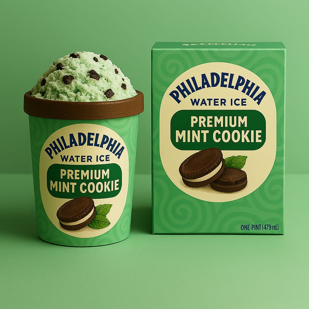 PHILADELPHIA WATER ICE:xBB PREMIUM MINT COOKIE PINT