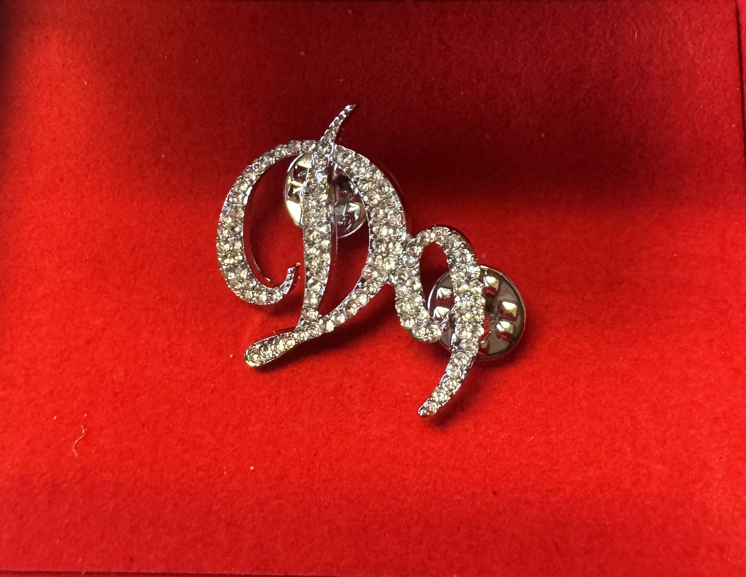 “D9” Rhinestone Pin