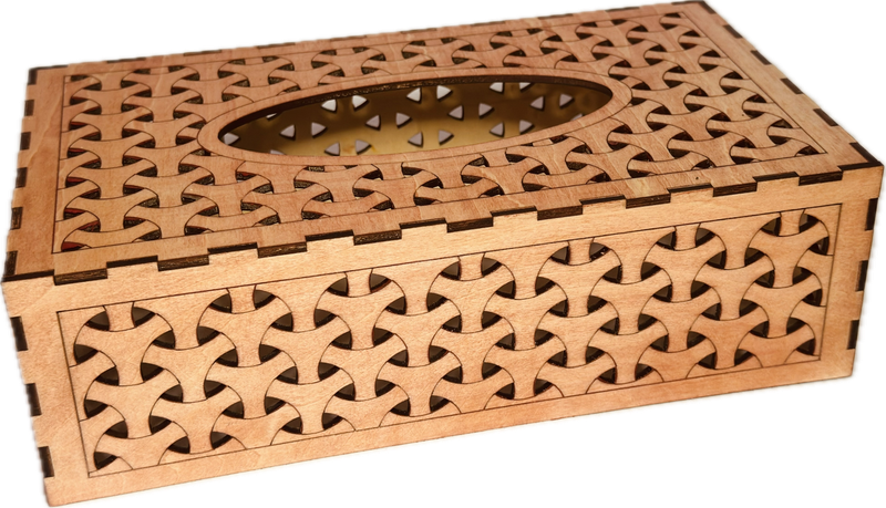 Cache boîte Kleenex en bois - Finition cire d&#39;abeille rouge