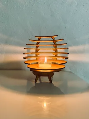 Bougeoir boule - Petit modèle finition naturelle