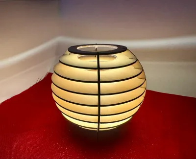 Lampe sphère en bois