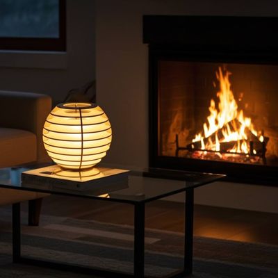 Lampe sphère en bois