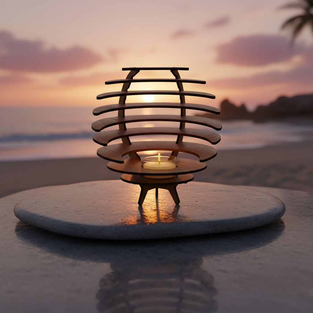 Bougeoir boule - Grand modèle finition acajou Bougeoir boule - Grand modèle finition acajou