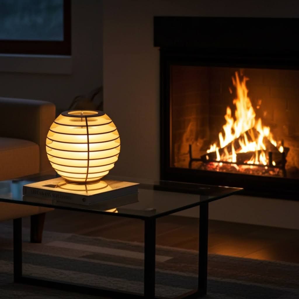 Lampe sphère en bois - artisanal suisse