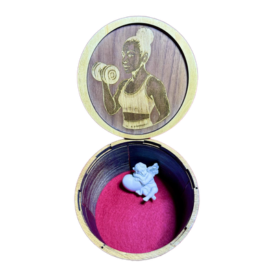 Boîtes à bijoux ronde en bois personnalisée.