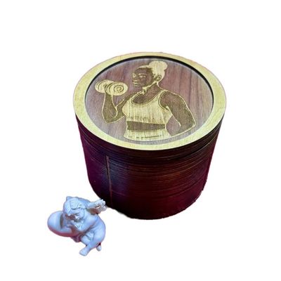 Boîtes à bijoux ronde en bois personnalisée.