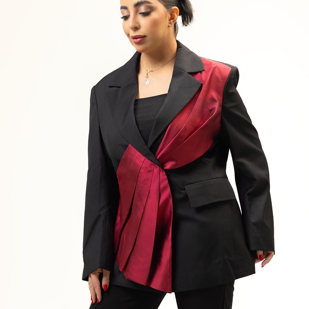 Black Blazer Red Scarf