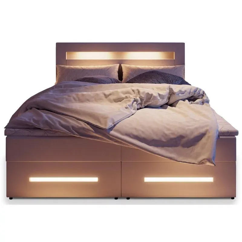 Boxspring manu wit met achtergrondverlichting Boxspring manu wit met achtergrondverlichting