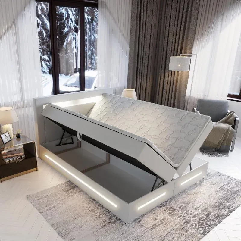 Boxspring manu wit met achtergrondverlichting Boxspring manu wit met achtergrondverlichting