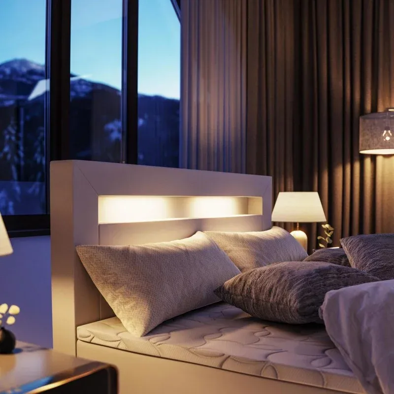 Boxspring manu wit met achtergrondverlichting Boxspring manu wit met achtergrondverlichting
