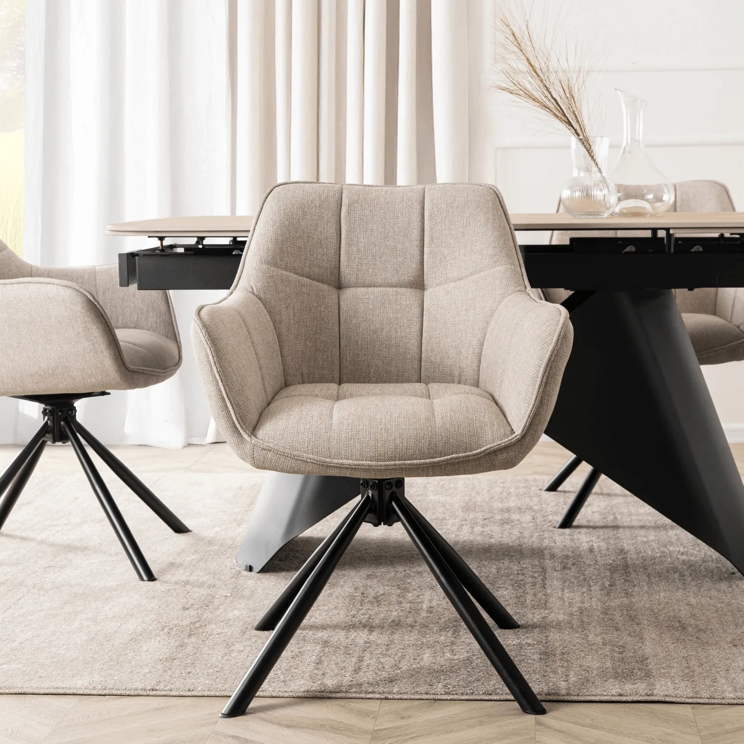 Peony Eetkamerstoel set van 2  crème